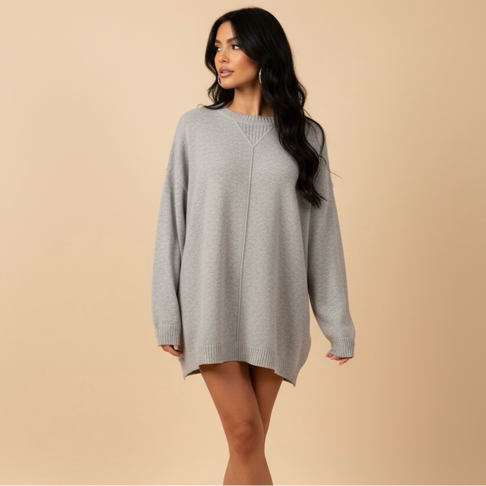 Gray Oversized Distressed Sweater